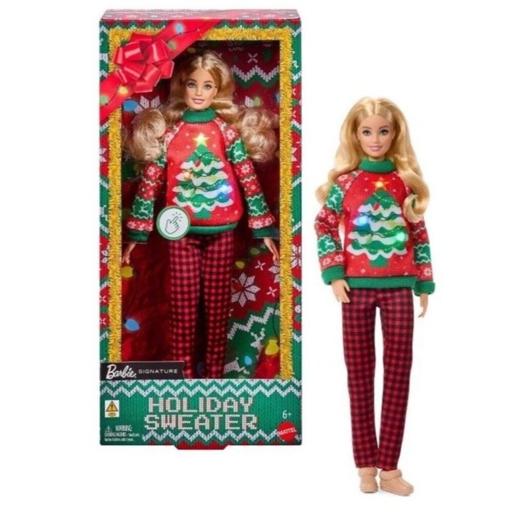 2026 Barbie Signature Ugly Holiday Sweater Barbie blonde